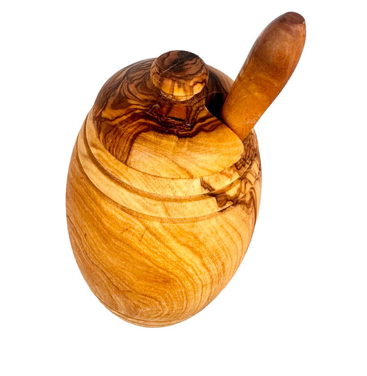 Olive Wood Honey Pot with Honey Dipper